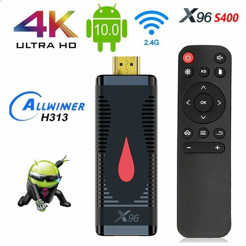 Мини TV приставка X96 S400 Android 10 с ДУ пультом H313 подключение HDMI WiFi 24G 367000₽