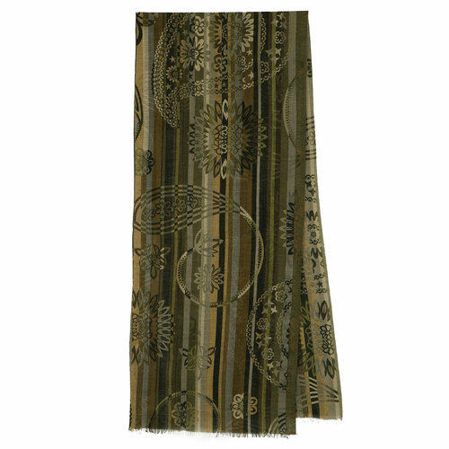 Шарф Павловопосадская платочная мануфактура, 190х40 см, коричневый, бежевый