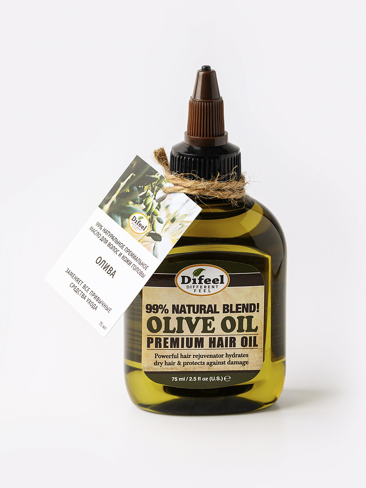 Difeel 99% Natural Olive Oil Premium Hair Oil 99% натурал. премиал масло д/волос с оливой, 75 мл