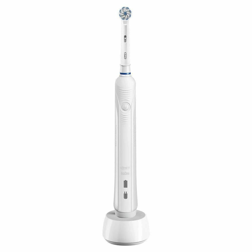 Электрическая зубная щетка Oral-B Pro 500 Sensitive Clean D16.513.1U 1 режим датчик нажима на зуб таймер смены области чистки Ni-MH белый