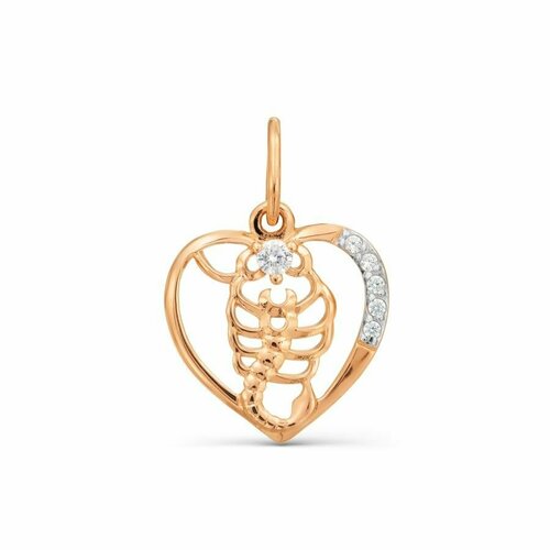 Подвеска, красное золото, 585 проба, фианит