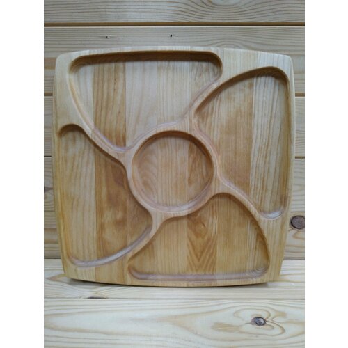 Менажница квадратная большая из березы 4 секции 