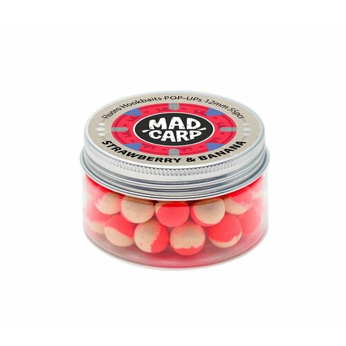 Бойлы плавающие Mad Carp Baits STRAWBERRY & BANANA Pop-Ups (Клубника и Банан)