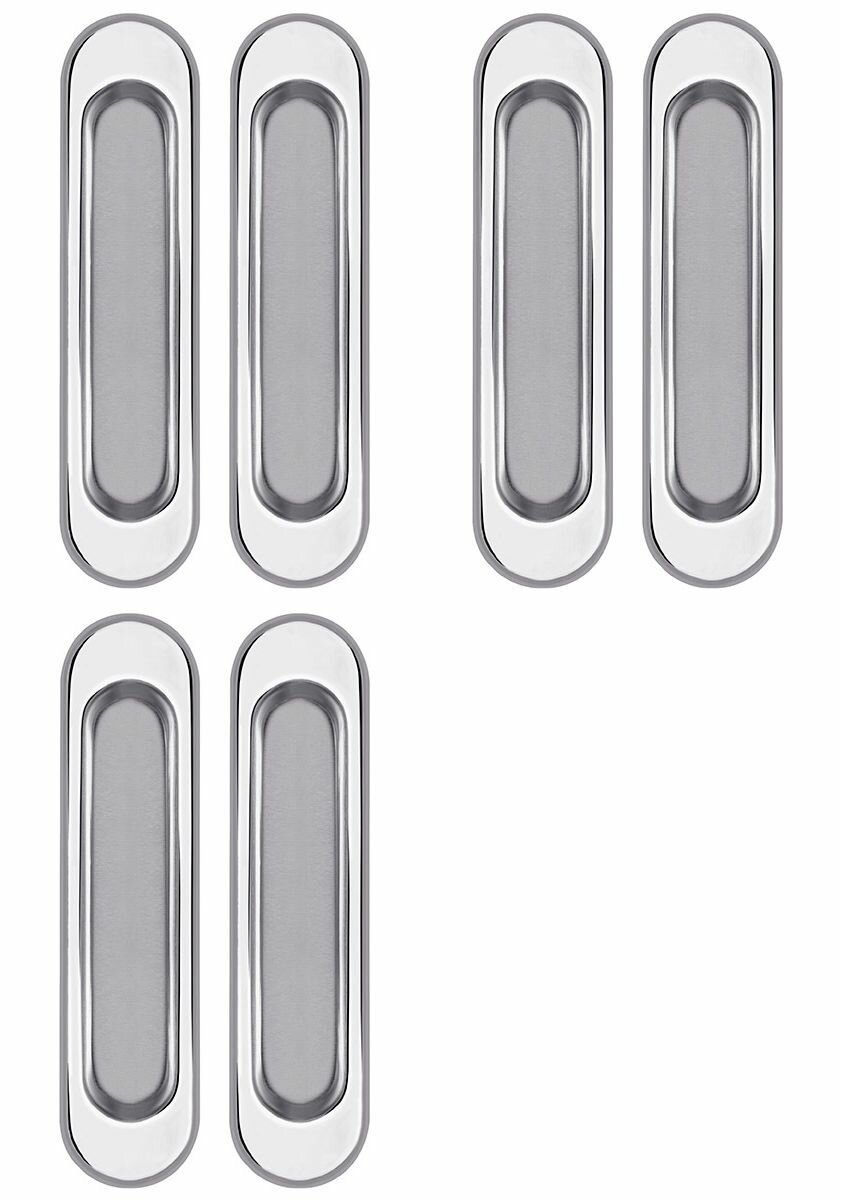 Ручки для раздвижных дверей Punto Soft LINE SL-010 CP (комплект 3 штуки)