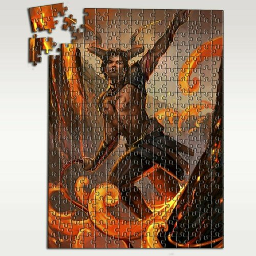 Пазл картонный 39,5х28 см, размер А3, 300 деталей, модель знак зодиака овен мужчина демон - 1520 П