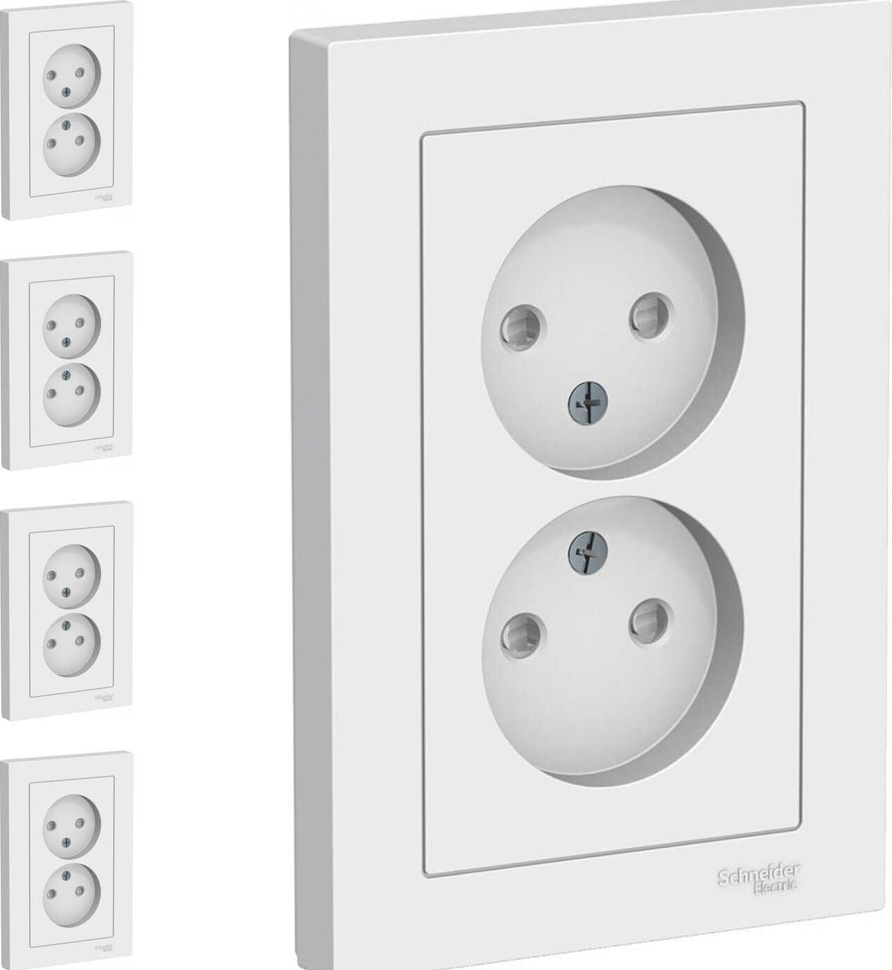 Розетка Schneider Electric AtlasDesign двойная без заземления со шторками белый (комплект из 4 шт.)