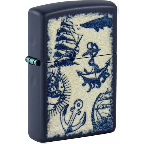 Зажигалка ZIPPO Nautical Design с покрытием Navy Matte, латунь/сталь, синяя, матовая, 38x13x57 мм