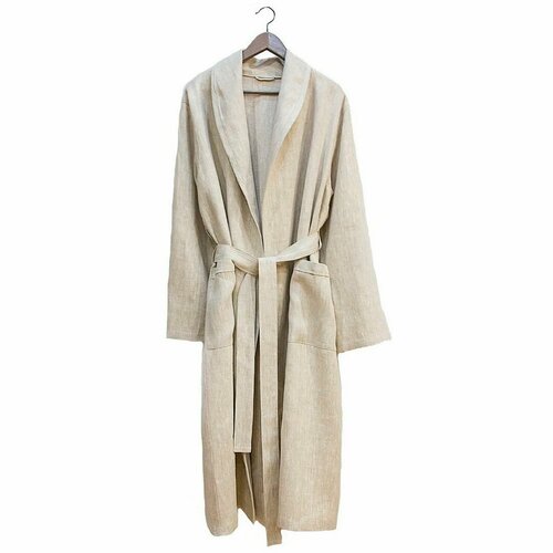 Халат для бани мужской Linen Steam Натюрель (р.42-44, бежевый, 100% лён) халат кимоно для бани женский linen steam натюрель р 48 50 бежевый 100% лён
