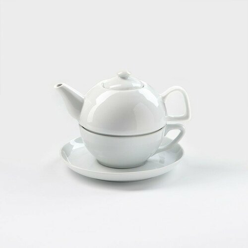 Добрушский фарфоровый завод Набор фарфоровый для чая «Бельё», 3 предмета: чайник 470 мл, чашка 300 мл, блюдце