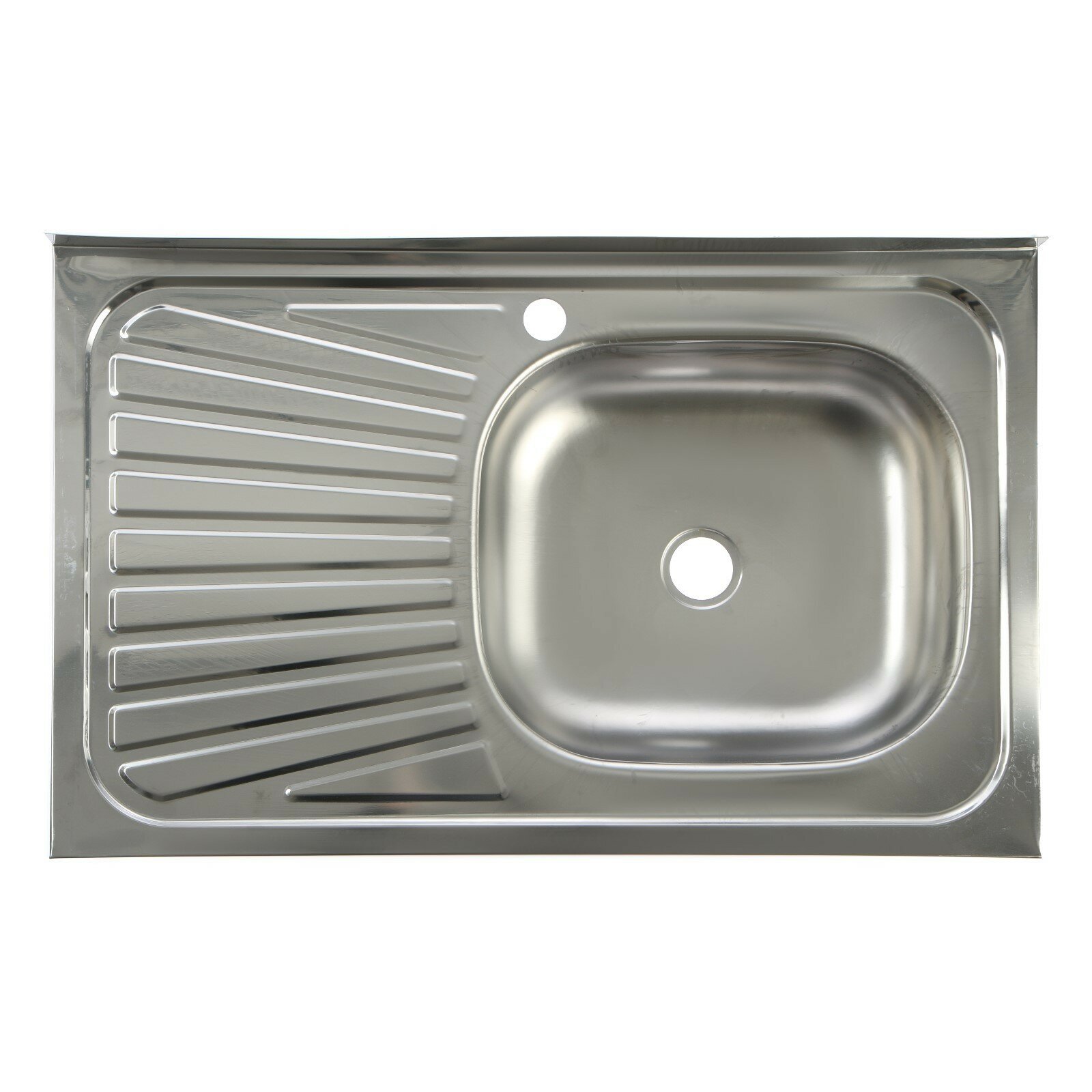 Мойка кухонная TRIO, накладная, без сифона, 80х50 см, правая, нержавеющая сталь 0.4 мм - фотография № 1