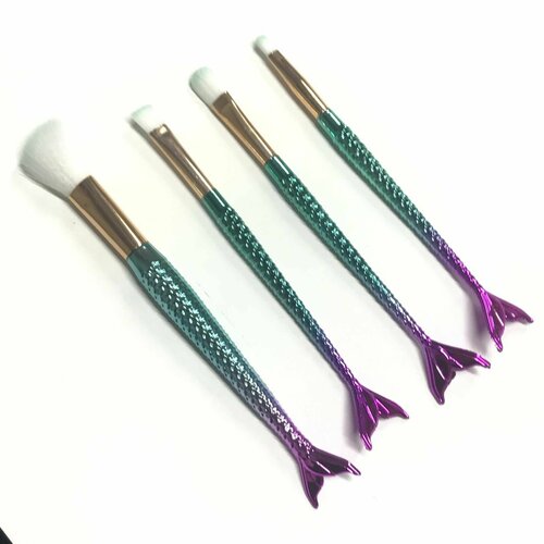 Набор кистей для макияжа - Хвост русалки 5 разноцветный 4 шт в упаковке 419₽