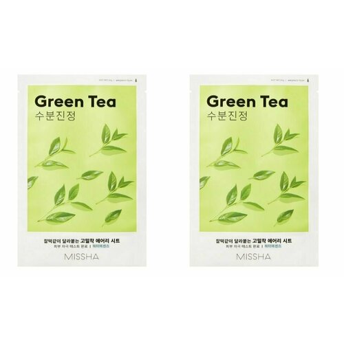 Mijin Маска тканевая для лица Airy Fit Sheet Mask Green Tea, 19 гр, 2 шт /