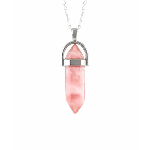Колье SILVARIE, искусственный камень, халцедон, серебряный, розовый