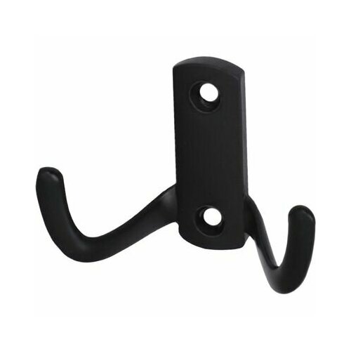 Крючок мебельный двухрожковый WP13 металлический настенный вешалка черный 3 шт.