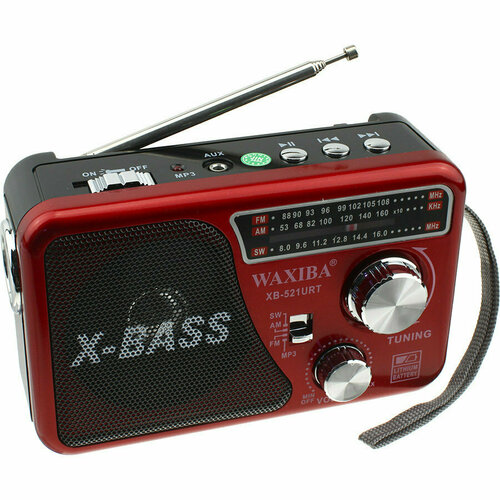 Радио 521URT Waxiba USB/microSD фонарик, красное