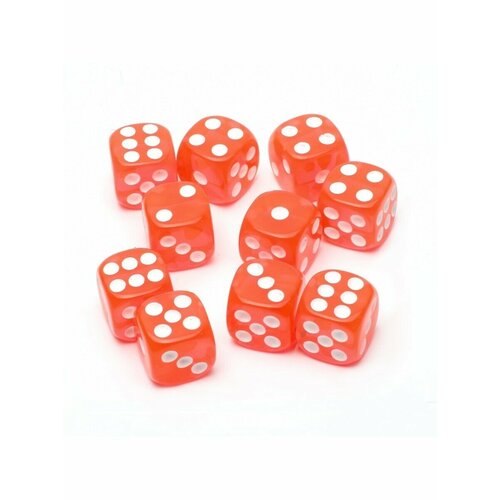 Набор кубиков Stuff-Pro Dice STUFF-PRO d6 (10 шт, 16мм, прозрачные) оранжевые