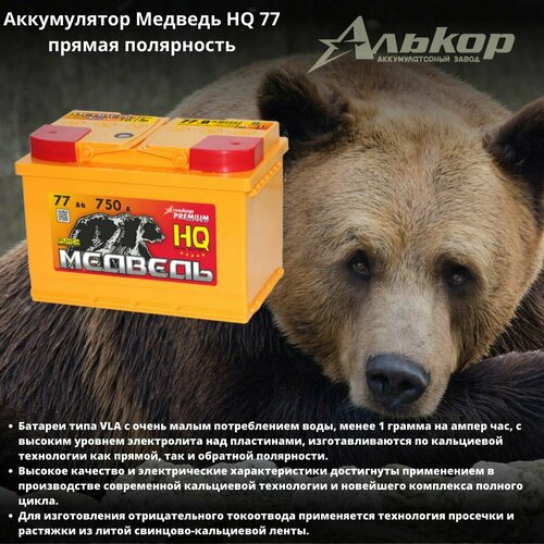 Аккумулятор Медведь HQ 77 прямая полярность