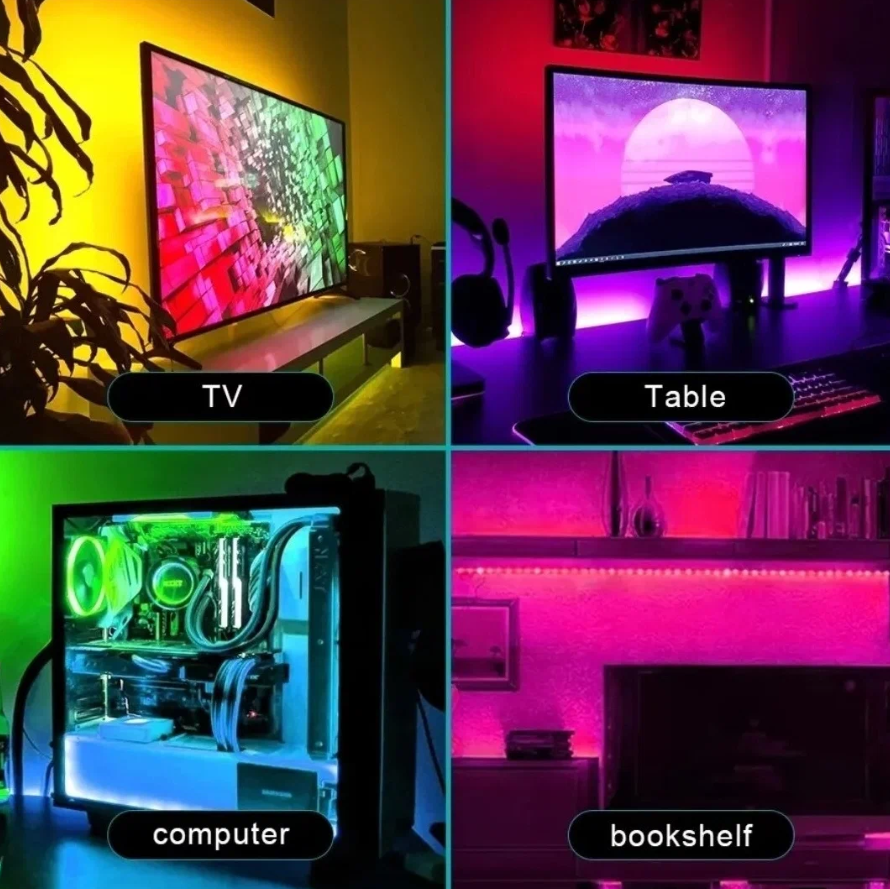 Светодиодная лента с пультом многоцветная RGB 2 м с питанием от USB - фотография № 2