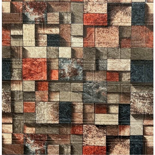 Панель 3D на самоклеящейся основе , Кирпич 70х77см , с рельефной текстурой, GRZ57