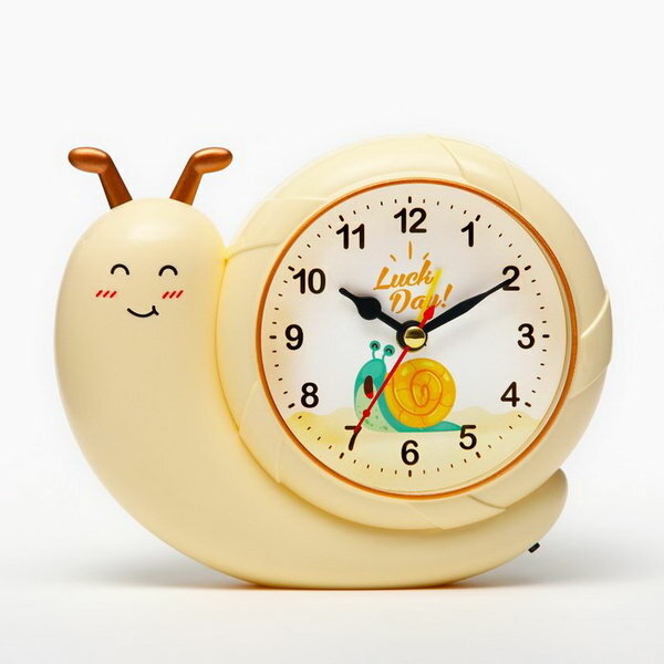 Часы - будильник настольные "Улитка" с подсветкой, дискретный ход, d-8 см, 15 x 12 см, АА