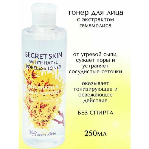 SECRET SKIN Тонер NEW Witchhazel Poreless Toner, 250мл secret skin тонер с экстрактом гамамелиса witchhazel poreless 250 мл