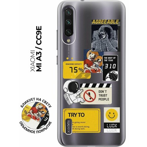 Силиконовый чехол с принтом Space Stickers для Xiaomi Mi A3 / CC9e / Сяоми Ми А3 / Ми СС9е защитное стекло для xiaomi mi a3 mi cc9e сяоми ми а3 и ми сс9е