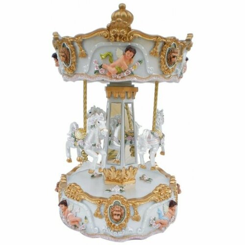 Музыкальная шкатулка MUSICBOX 15x23 белый с золотом, полистоун, мелодия 