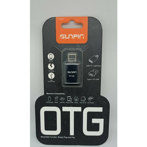 OTG переходник sunpin OT-02 otg microusb usb кабель 14см черный