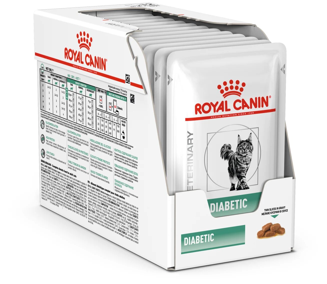 Влажный корм для кошек Royal Canin Diabetic, при сахарном диабете, профилактика избыточного веса 12 шт. х 85 г (кусочки в соусе)