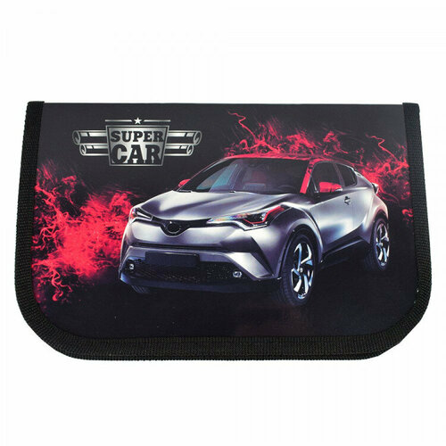 Пенал 1 отделение (Лист-Арт) Серебристый суперкар 200*130 ламинат ткань арт. П1с-18-427