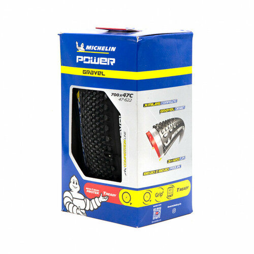 фото Покрышка michelin power gravel 47-622 (700x47c) ts tlr 120tpi фолдинг, чёрный 289895