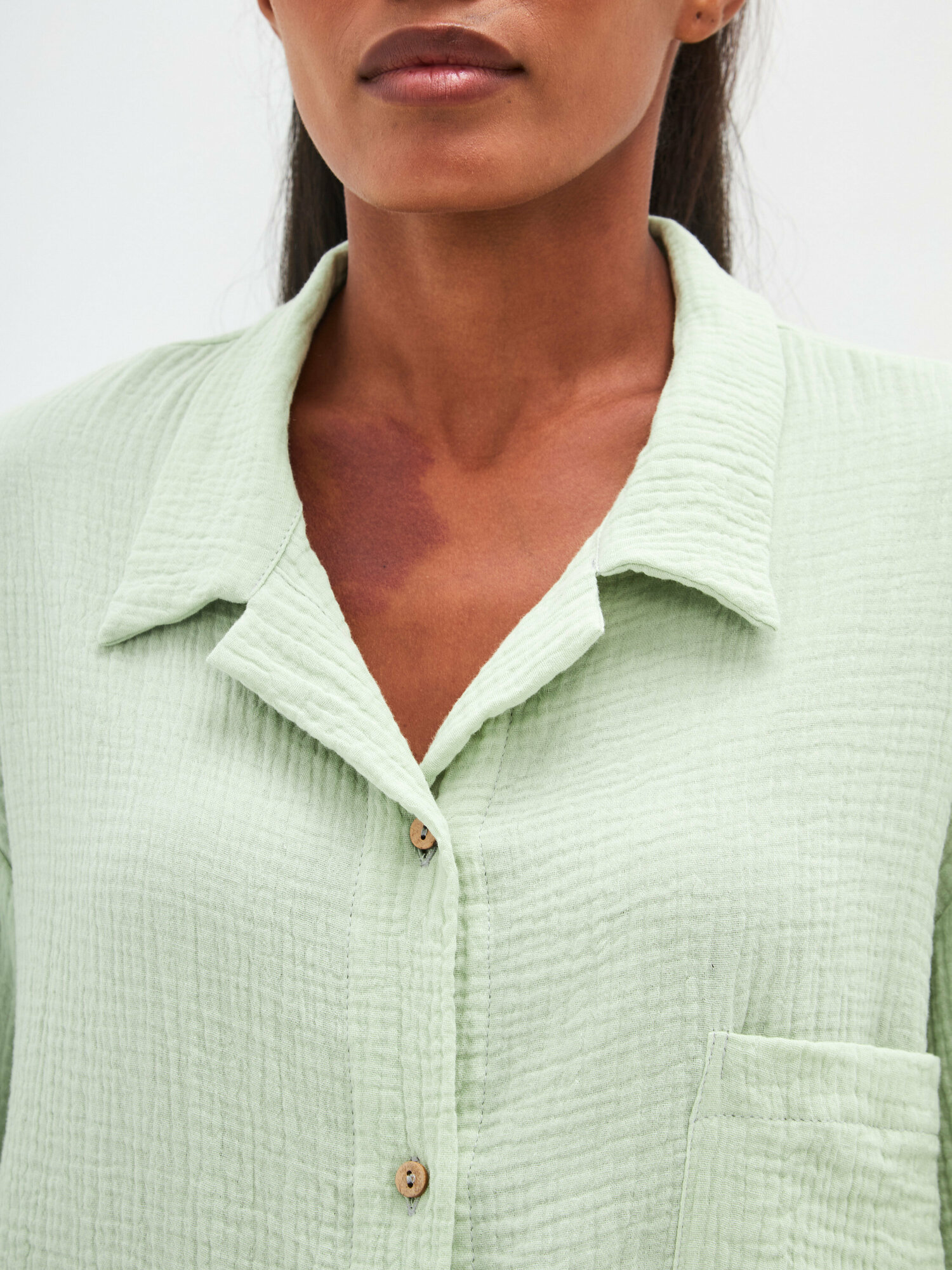"Муслиновая женская пижама Sold Out", размер 42-44, цвет зеленый - фотография № 4