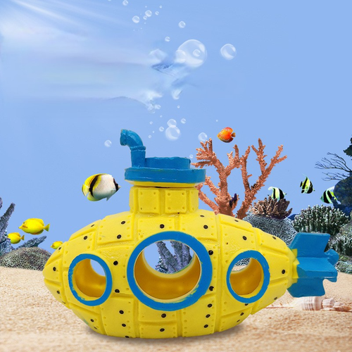 Декор для аквариума для рыбок плешоп домик для рыбок в аквариум Подводная лодка желтая 529₽