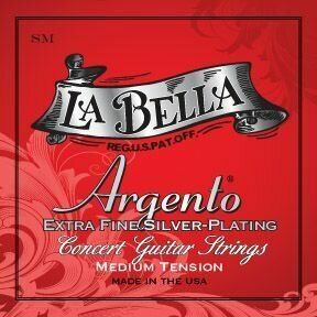 LA BELLA SM ARGENTO Профессиональные нейлоновые струны для классической гитары с посеребрённой обмоткой, среднее натяжение