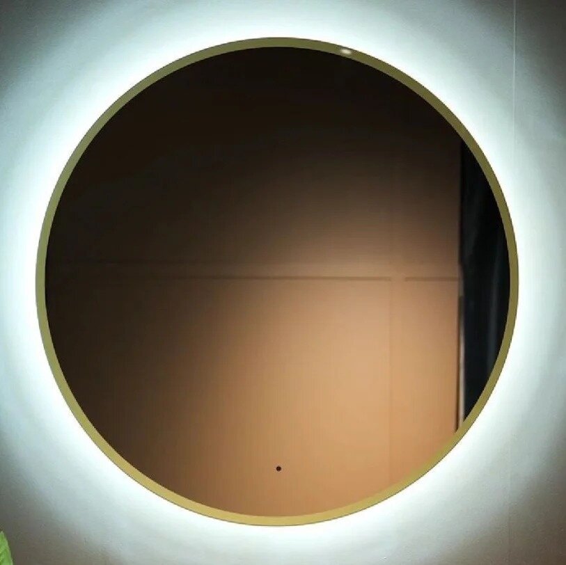 фото Зеркало круглое Art&Max Sanremo 77 золото, с LED-подсветкой, 6000К AM-San-770-DS-F-Gold