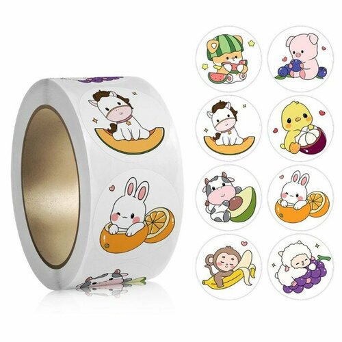 Наклейка бумага Очаровательные крохи d25 см 500 шт в рулоне 3х6х6 см 587₽