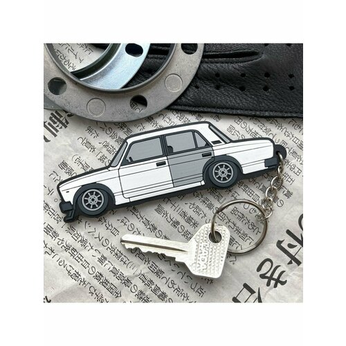 Брелок Resource Stickers для ключей, LADA, BMW, HONDA, TOYOTA / Resource Stickers, гладкая фактура, LADA (ВАЗ), серый, белый