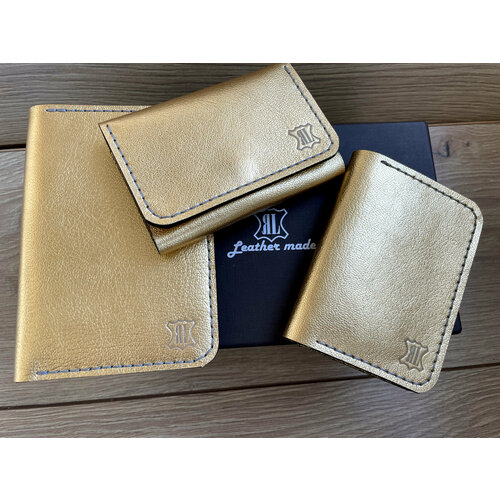 фото Комплект для паспорта leathermade набор аксессуаров из натуральной кожи 22, золотой