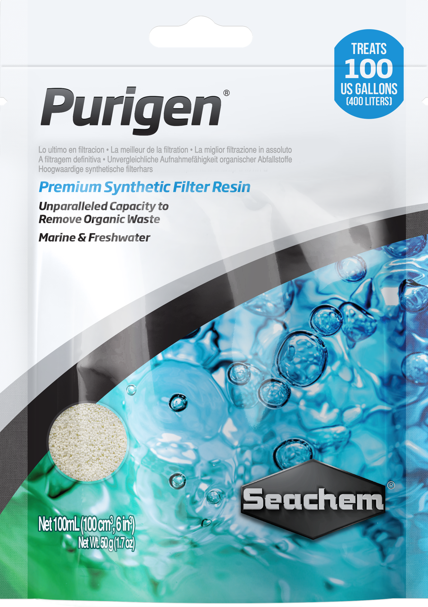 Seachem Purigen Наполнитель для удаления не окислившейся органики, 100мл до 400л