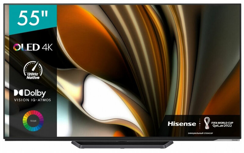 Hisense 55A85H, OLED, 4K Ultra HD 3840x2160, Smart TV, черный