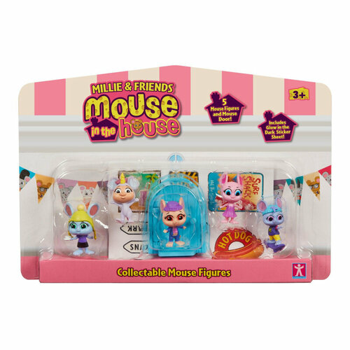 Игровой набор Mouse IN The House Маус ин Хаус 5в1 фигурки Милли и мышки синий. TM