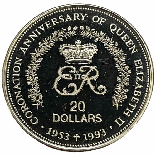 Ниуэ 20 долларов 1993 г. (40 лет коронации Елизаветы II) (Proof) (2) клуб нумизмат монета 20 долларов канады 1992 года серебро елизавета ii