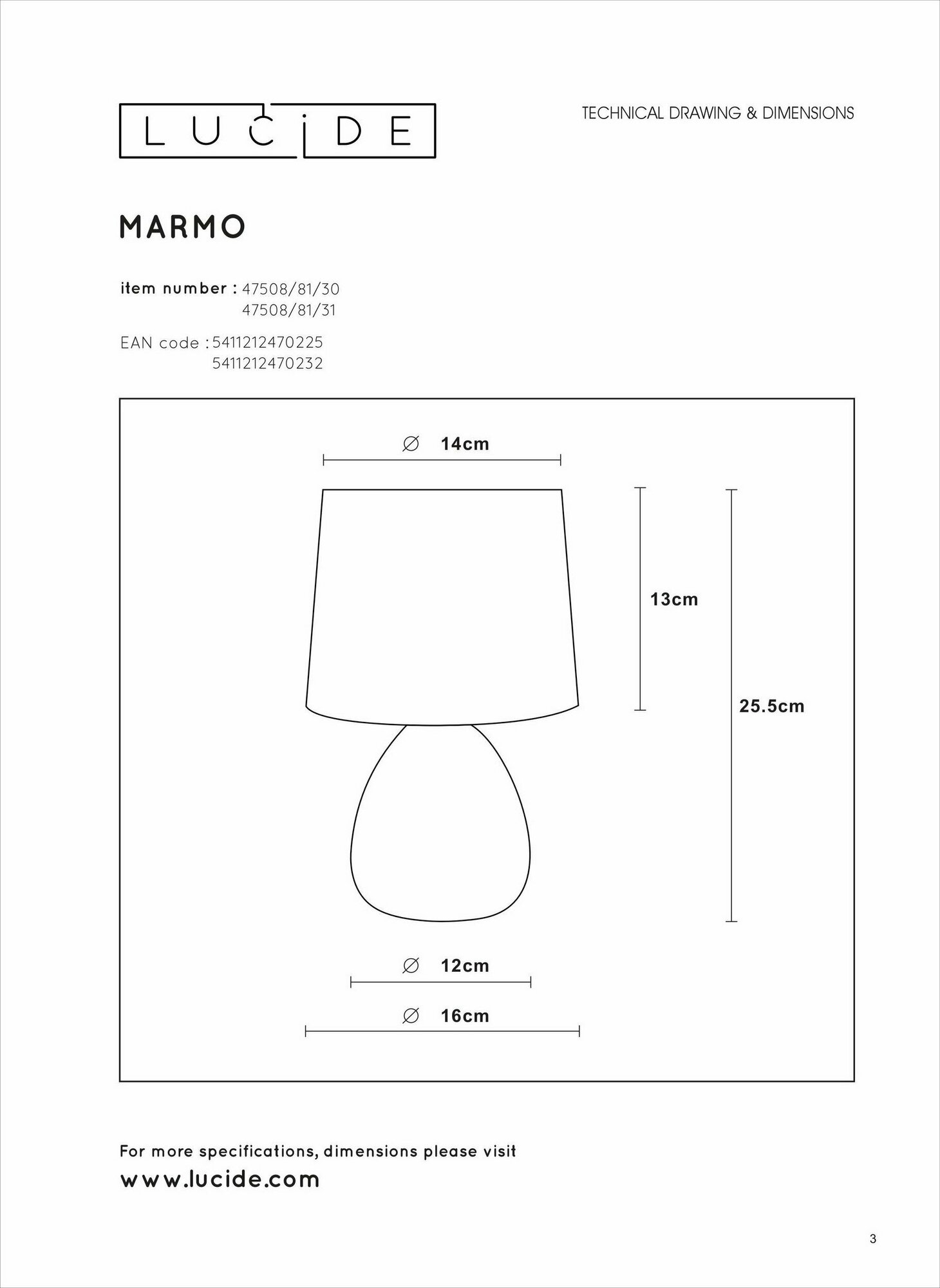 Настольная лампа Lucide Marmo - фото №6