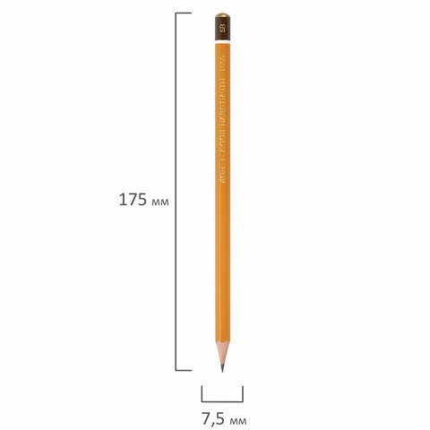 Карандаш чернографитный 5B Koh-I-Noor 1500 - фото №4