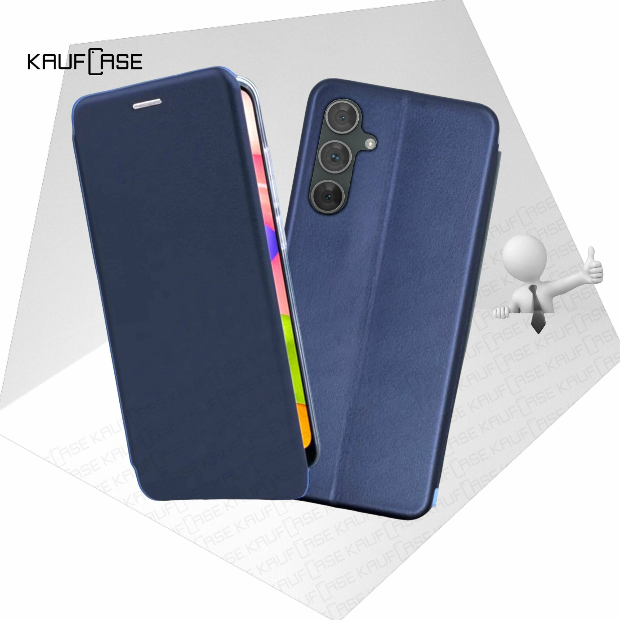 Чехол книжка KaufCase для телефона Samsung A15 (6.4") голубой. Трансфомер