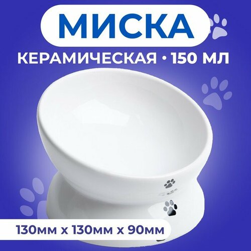 Миска керамическая "Феншуй" 150 мл 13 x 9 cм, белая с чёрными лапками