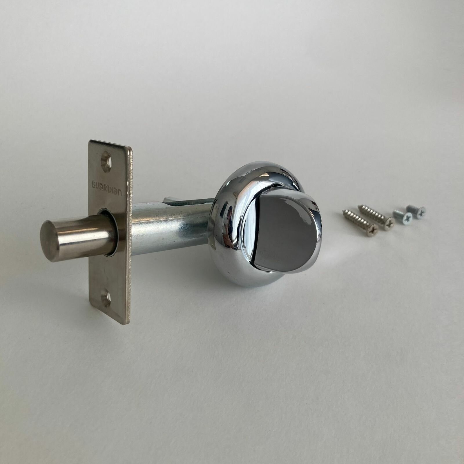 Комплект задвижка дверная Гардиан и поворотник 6мм хром/сатин