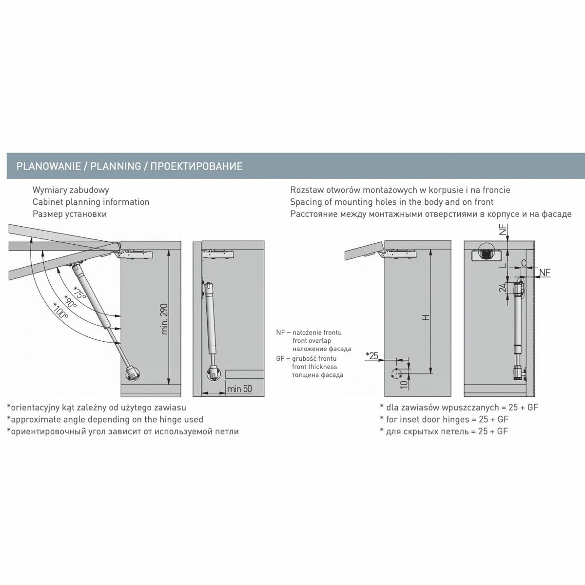 Фурнитура Для Мебели Газлифт / газовый лифт / газовый подъемник (комплект 2 шт.) для открывания дверцы вверх 100N (10 кг) GTV (Польша)