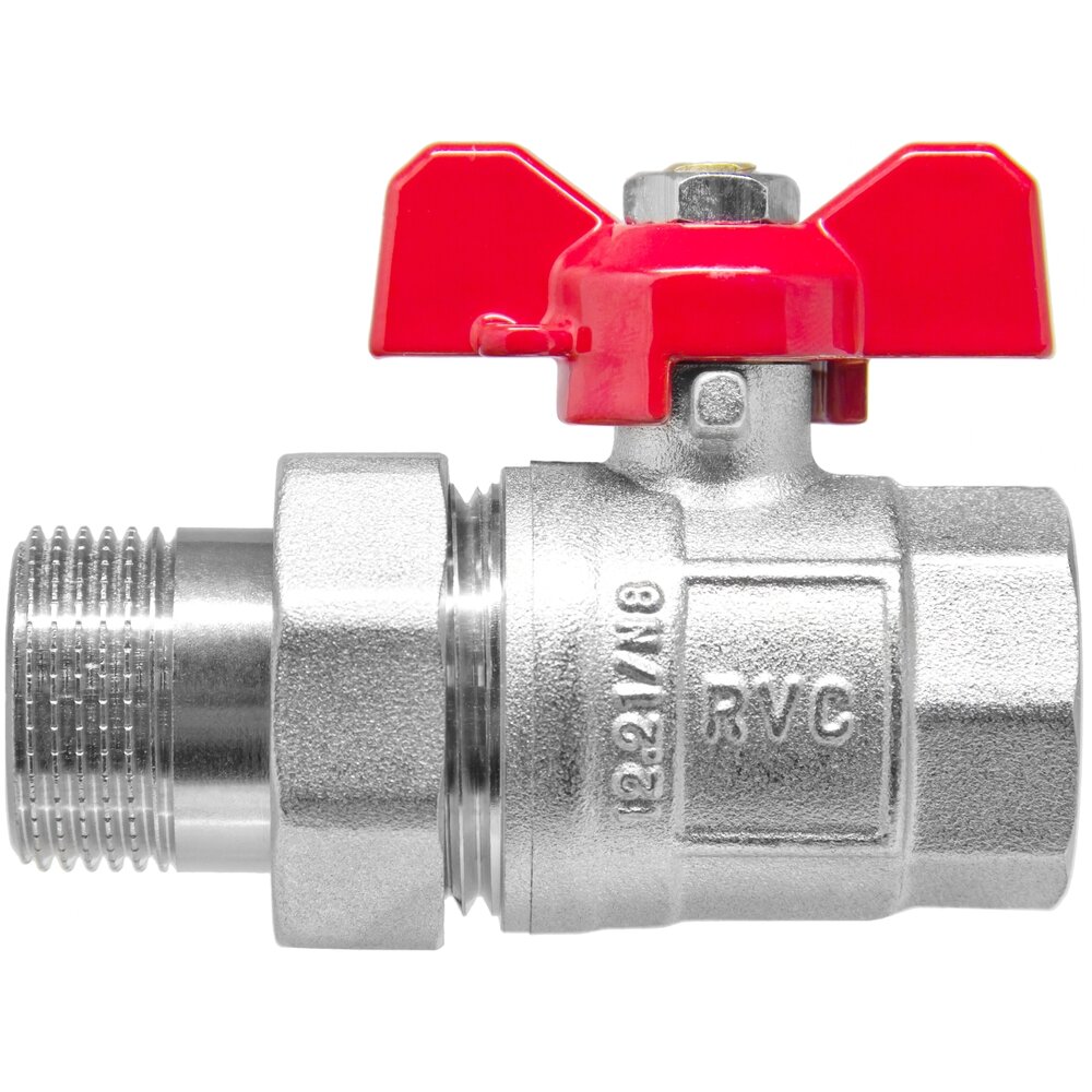 Кран шаровый с полусгоном (американкой) 3/4" бант — фото 1