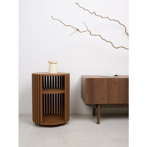 Тумба приставная к дивану круглая на колёсиках